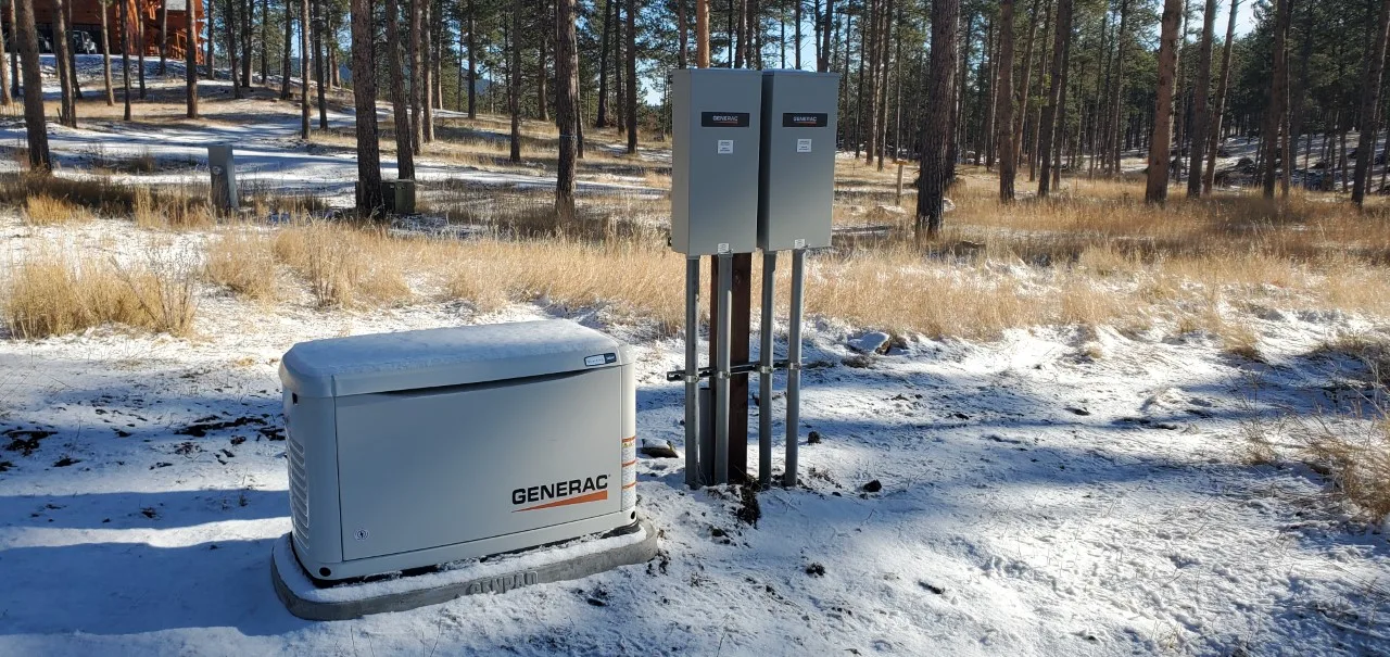 generac generator next to some snow